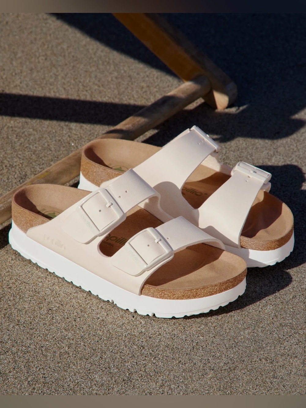 Birkenstock Womens Arizona Pap Flex Platform Eggshell